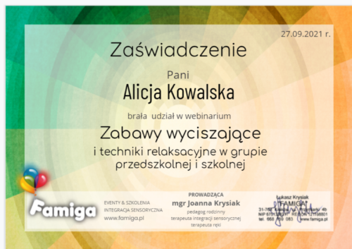 Webinar #61 - Zabawy wyciszające i techniki relaksacyjne